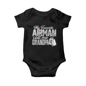 Proud Air Force Family Baby Onesie My Favorite Airman Calls Me Grandpa TS10 Black Print Your Wear