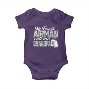 Proud Air Force Family Baby Onesie My Favorite Airman Calls Me Grandpa TS10 Purple Print Your Wear