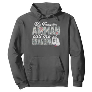 Proud Air Force Family Hoodie My Favorite Airman Calls Me Grandpa TS10 Dark Heather Print Your Wear