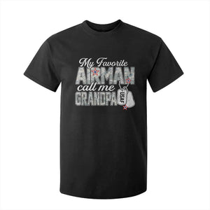 Proud Air Force Family T Shirt For Kid My Favorite Airman Calls Me Grandpa TS10 Black Print Your Wear