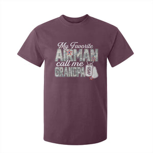 Proud Air Force Family T Shirt For Kid My Favorite Airman Calls Me Grandpa TS10 Maroon Print Your Wear
