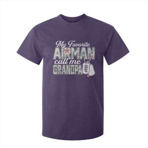 Proud Air Force Family T Shirt For Kid My Favorite Airman Calls Me Grandpa TS10 Purple Print Your Wear
