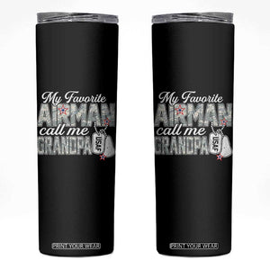 Proud Air Force Family Skinny Tumbler My Favorite Airman Calls Me Grandpa TS10 Black Print Your Wear