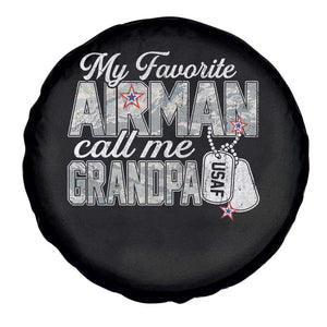 Proud Air Force Family Spare Tire Cover My Favorite Airman Calls Me Grandpa TS10 Print Your Wear