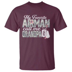 Proud Air Force Family T Shirt My Favorite Airman Calls Me Grandpa TS10 Maroon Print Your Wear