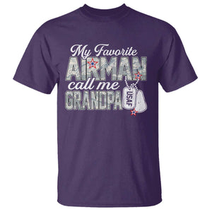 Proud Air Force Family T Shirt My Favorite Airman Calls Me Grandpa TS10 Purple Print Your Wear