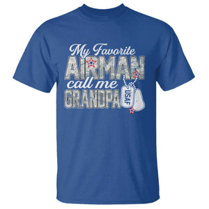 Proud Air Force Family T Shirt My Favorite Airman Calls Me Grandpa TS10 Royal Blue Print Your Wear