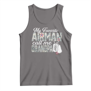 Proud Air Force Family Tank Top My Favorite Airman Calls Me Grandpa TS10 Deep Heather Print Your Wear