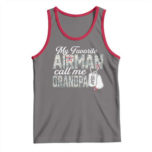 Proud Air Force Family Tank Top My Favorite Airman Calls Me Grandpa TS10 Deep Heather Red Print Your Wear