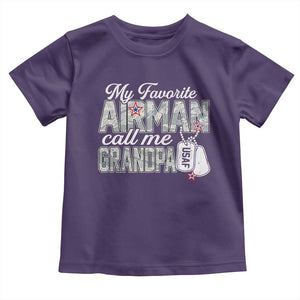 Proud Air Force Family Toddler T Shirt My Favorite Airman Calls Me Grandpa TS10 Purple Print Your Wear