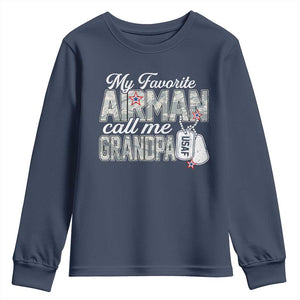 Proud Air Force Family Youth Sweatshirt My Favorite Airman Calls Me Grandpa TS10 Navy Print Your Wear