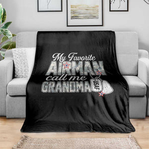 Proud Air Force Family Throw Blanket My Favorite Airman Calls Me Grandma TS10 Print Your Wear