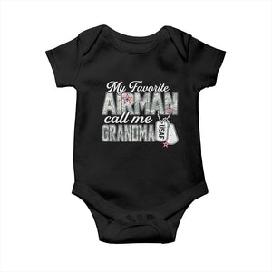 Proud Air Force Family Baby Onesie My Favorite Airman Calls Me Grandma TS10 Black Print Your Wear