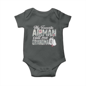 Proud Air Force Family Baby Onesie My Favorite Airman Calls Me Grandma TS10 Dark Heather Print Your Wear