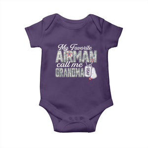 Proud Air Force Family Baby Onesie My Favorite Airman Calls Me Grandma TS10 Purple Print Your Wear