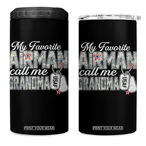 Proud Air Force Family 4 in 1 Can Cooler Tumbler My Favorite Airman Calls Me Grandma TS10 One Size: 16 oz Black Print Your Wear
