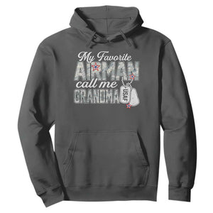 Proud Air Force Family Hoodie My Favorite Airman Calls Me Grandma TS10 Dark Heather Print Your Wear