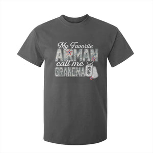 Proud Air Force Family T Shirt For Kid My Favorite Airman Calls Me Grandma TS10 Dark Heather Print Your Wear