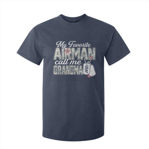 Proud Air Force Family T Shirt For Kid My Favorite Airman Calls Me Grandma TS10 Navy Print Your Wear