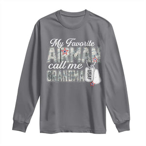 Proud Air Force Family Long Sleeve Shirt My Favorite Airman Calls Me Grandma TS10 Charcoal Print Your Wear