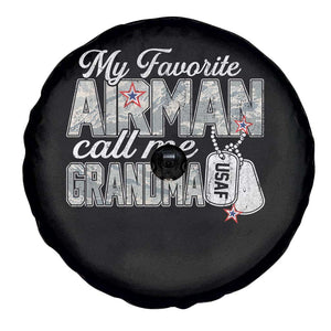 Proud Air Force Family Spare Tire Cover My Favorite Airman Calls Me Grandma TS10 Print Your Wear