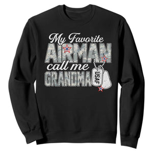 Proud Air Force Family Sweatshirt My Favorite Airman Calls Me Grandma TS10 Black Print Your Wear