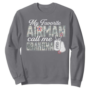 Proud Air Force Family Sweatshirt My Favorite Airman Calls Me Grandma TS10 Charcoal Print Your Wear