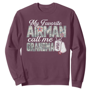Proud Air Force Family Sweatshirt My Favorite Airman Calls Me Grandma TS10 Maroon Print Your Wear