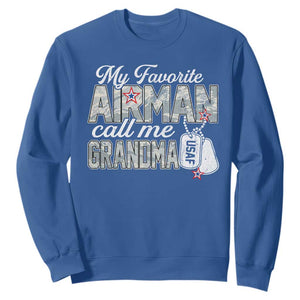 Proud Air Force Family Sweatshirt My Favorite Airman Calls Me Grandma TS10 Royal Blue Print Your Wear