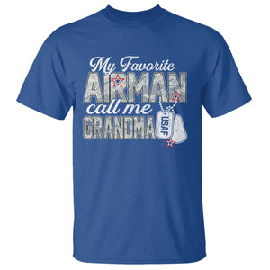 Proud Air Force Family T Shirt My Favorite Airman Calls Me Grandma TS10 Royal Blue Print Your Wear