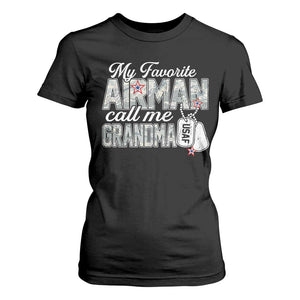 Proud Air Force Family T Shirt For Women My Favorite Airman Calls Me Grandma TS10 Black Print Your Wear