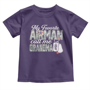 Proud Air Force Family Toddler T Shirt My Favorite Airman Calls Me Grandma TS10 Purple Print Your Wear