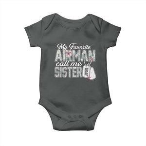 Proud Air Force Family Baby Onesie My Favorite Airman Calls Me Sister TS10 Dark Heather Print Your Wear