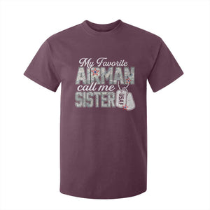 Proud Air Force Family T Shirt For Kid My Favorite Airman Calls Me Sister TS10 Maroon Print Your Wear