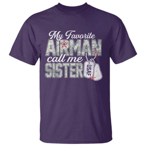 Proud Air Force Family T Shirt My Favorite Airman Calls Me Sister TS10 Purple Print Your Wear