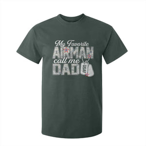 Proud Air Force Family T Shirt For Kid My Favorite Airman Calls Me Dad TS10 Dark Forest Green Print Your Wear