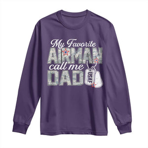 Proud Air Force Family Long Sleeve Shirt My Favorite Airman Calls Me Dad TS10 Purple Print Your Wear