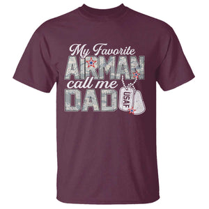 Proud Air Force Family T Shirt My Favorite Airman Calls Me Dad TS10 Maroon Print Your Wear