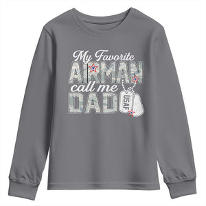 Proud Air Force Family Youth Sweatshirt My Favorite Airman Calls Me Dad TS10 Charcoal Print Your Wear