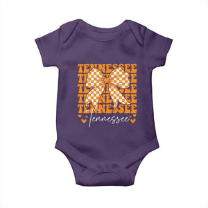 Vintage Tennessee Coquette Bow Baby Onesie Retro TN Orange Checkered Print US State TS10 Purple Print Your Wear