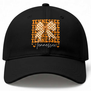 Vintage Tennessee Coquette Bow Baseball Cap Retro TN Orange Checkered Print US State TS10 Print Your Wear