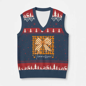 Vintage Tennessee Coquette Bow V-Neck Knit Sweater Vest Retro TN Orange Checkered Print US State TS10 Navy Red Print Your Wear