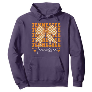 Vintage Tennessee Coquette Bow Hoodie Retro TN Orange Checkered Print US State TS10 Purple Print Your Wear