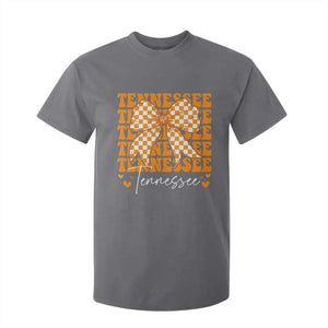 Vintage Tennessee Coquette Bow T Shirt For Kid Retro TN Orange Checkered Print US State TS10 Charcoal Print Your Wear