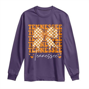Vintage Tennessee Coquette Bow Long Sleeve Shirt Retro TN Orange Checkered Print US State TS10 Purple Print Your Wear