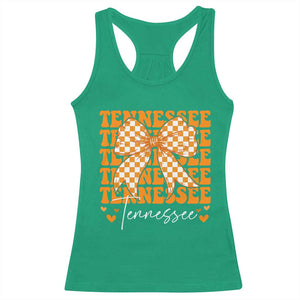 Vintage Tennessee Coquette Bow Racerback Tank Top Retro TN Orange Checkered Print US State TS10 Irish Green Print Your Wear