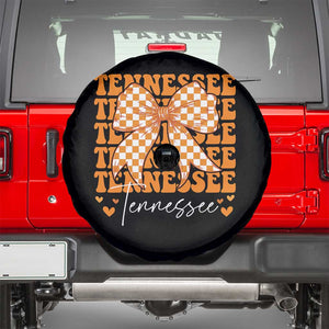Vintage Tennessee Coquette Bow Spare Tire Cover Retro TN Orange Checkered Print US State TS10 Black Print Your Wear