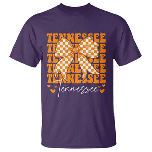 Vintage Tennessee Coquette Bow T Shirt Retro TN Orange Checkered Print US State TS10 Purple Print Your Wear