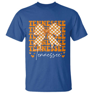 Vintage Tennessee Coquette Bow T Shirt Retro TN Orange Checkered Print US State TS10 Royal Blue Print Your Wear