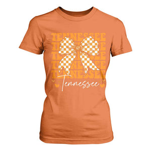 Vintage Tennessee Coquette Bow T Shirt For Women Retro TN Orange Checkered Print US State TS10 Orange Print Your Wear